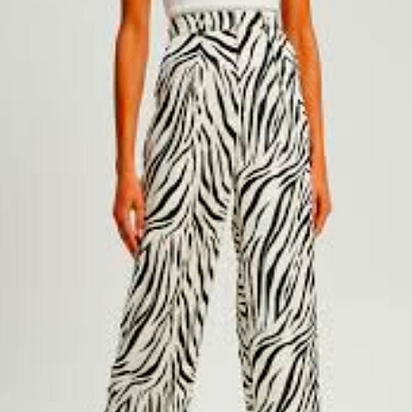 Nicole Miller NY 100% Linen Pull-on Wide Leg Pants Black/White Size S - Picture 2 of 9